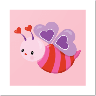 Cute Bee Valentine's day Design Posters and Art